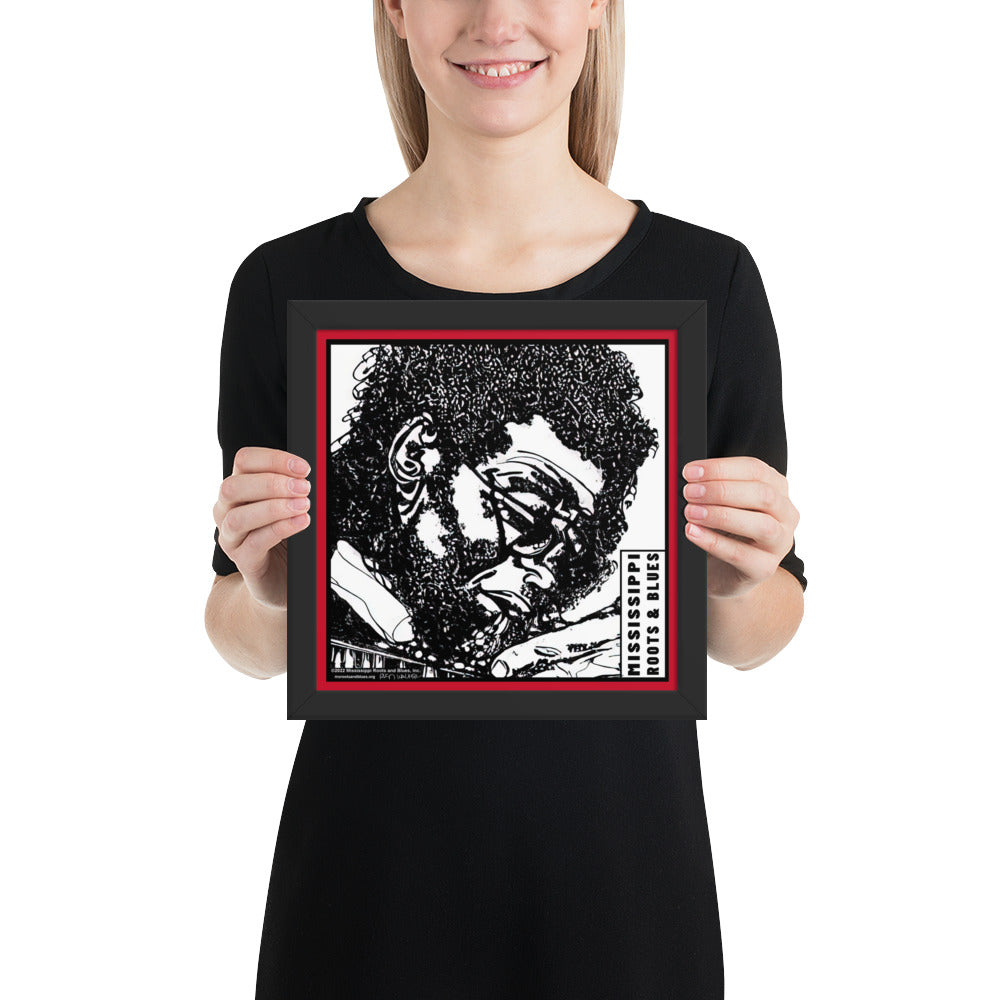 Framed custom blues art portrait of a bluesman on photo paper (mod: (4)_0003)
