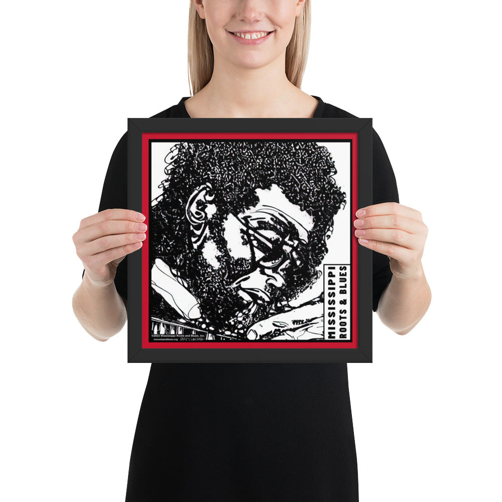 Framed custom blues art portrait of a bluesman on photo paper (mod: (4)_0003)