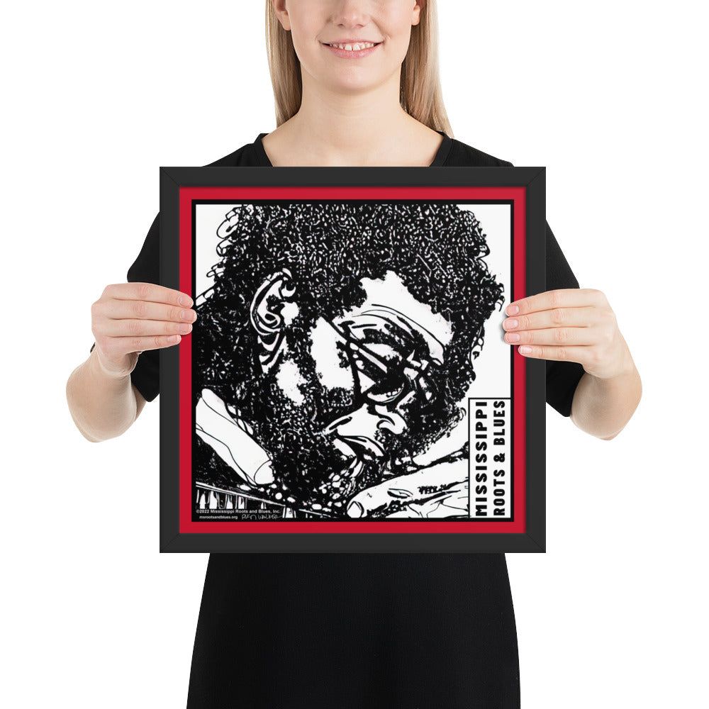Framed custom blues art portrait of a bluesman on photo paper (mod: (4)_0003)