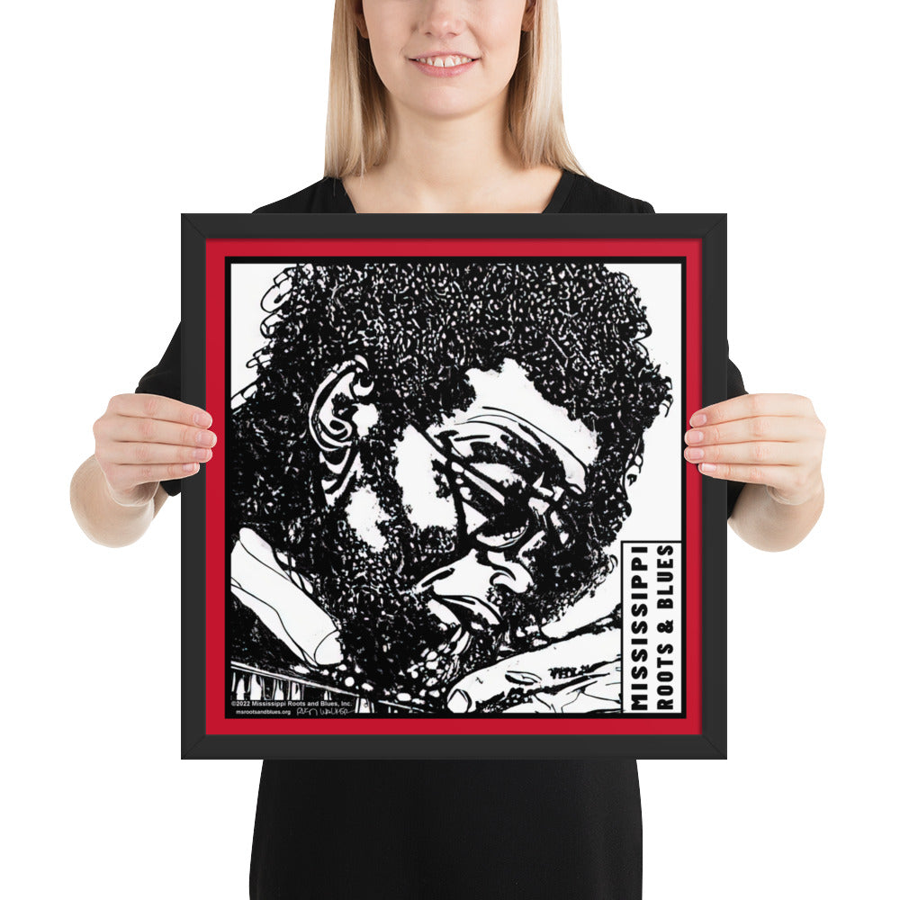 Framed custom blues art portrait of a bluesman on photo paper (mod: (4)_0003)