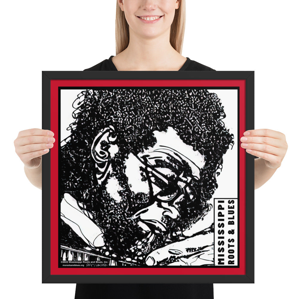 Framed custom blues art portrait of a bluesman on photo paper (mod: (4)_0003)