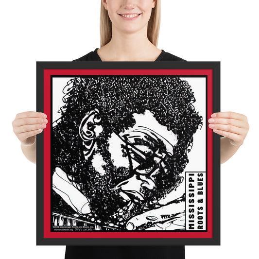 Framed custom blues art portrait of a bluesman on photo paper (mod: (4)_0003)