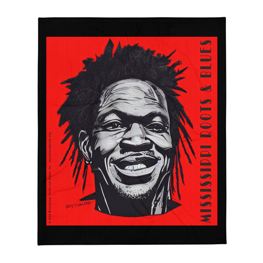 Blanket- Throw Blanket w Custom Blues art- Blues Love in Red