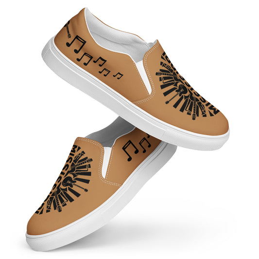 Shoes-Men’s slip-on canvas shoes-NUDE (tan) Blues Logo