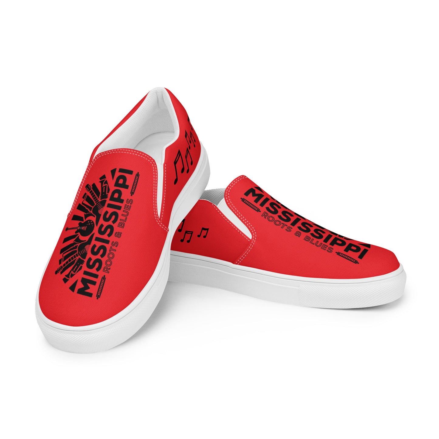 Shoes-Men’s slip-on canvas shoes-RED-Blues logo