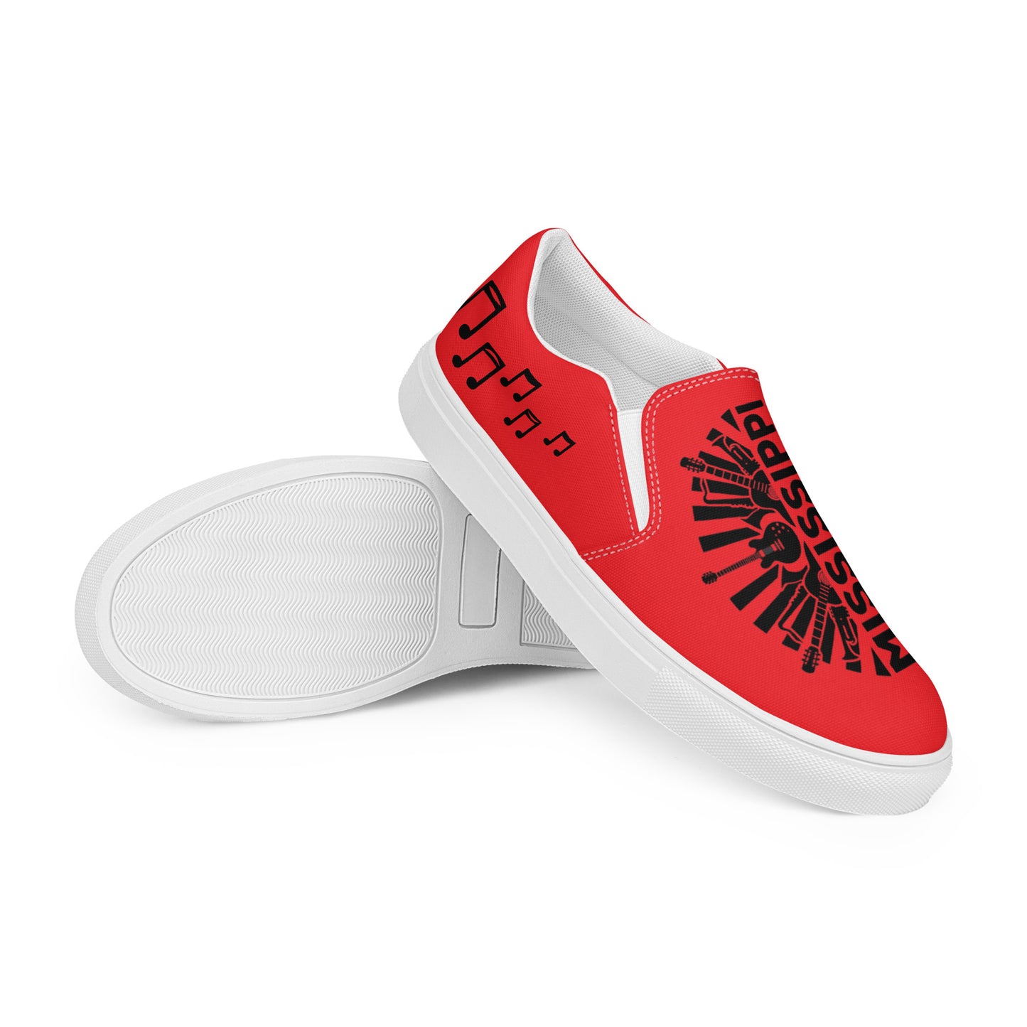 Shoes-Men’s slip-on canvas shoes-RED-Blues logo