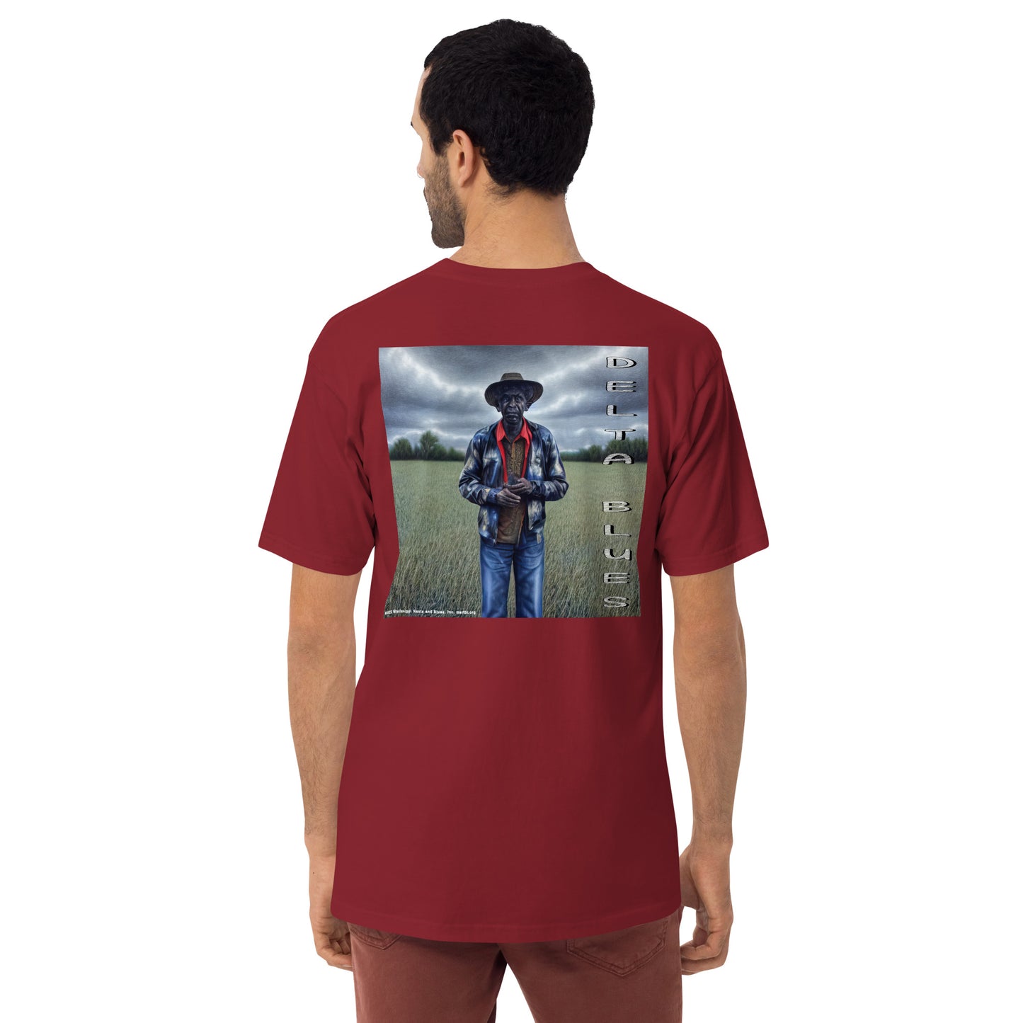 Shirt- Men’s premium heavyweight tee front and rear print "Portrait of Blues"