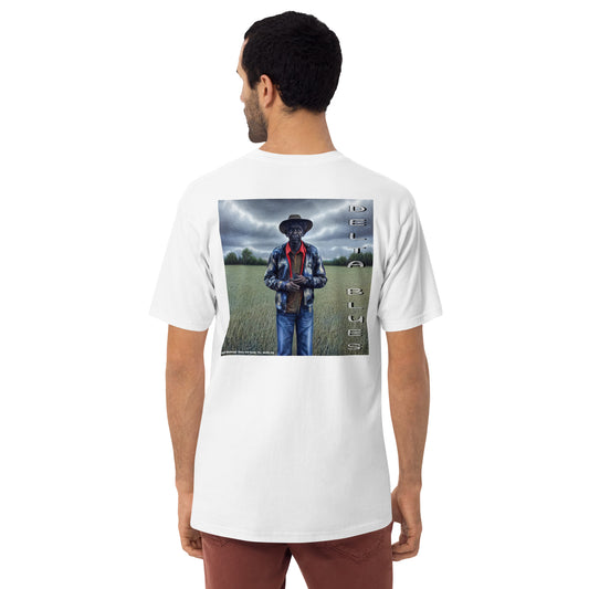 Shirt- Men’s premium heavyweight tee front and rear print "Portrait of Blues"