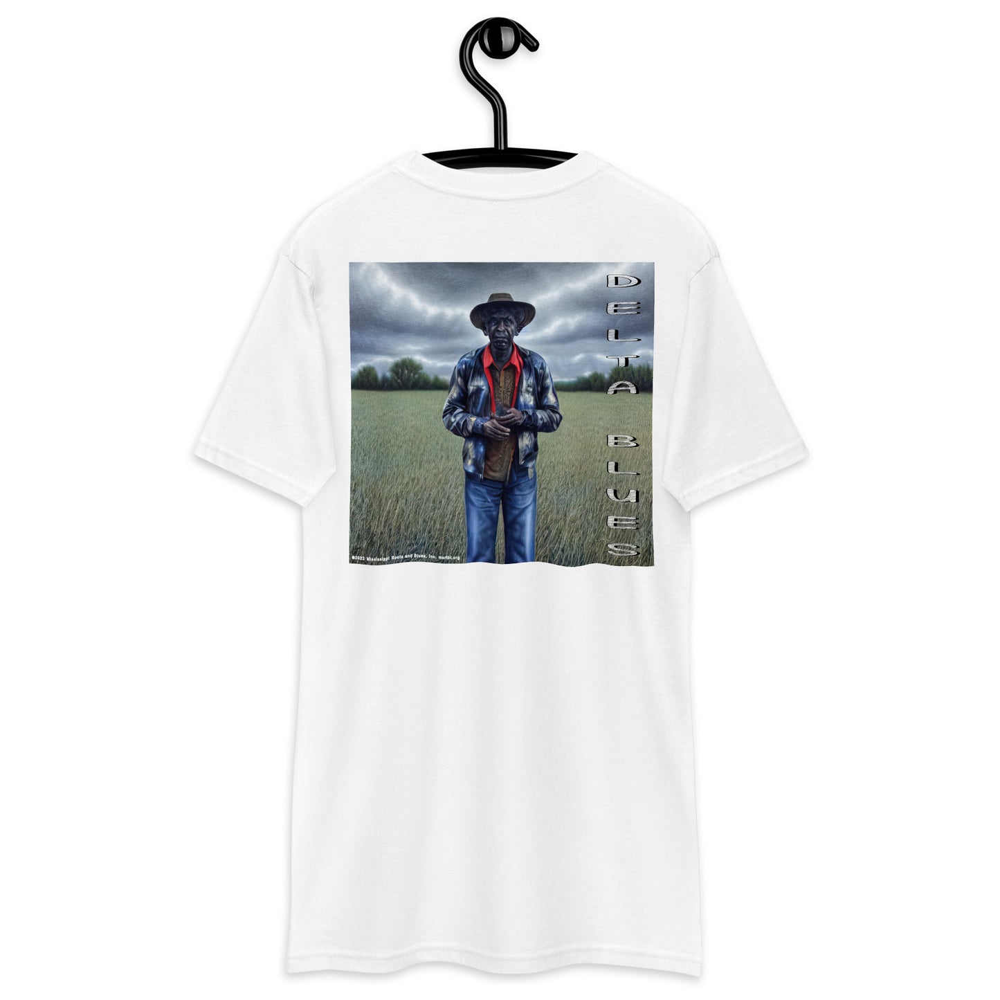 Shirt- Men’s premium heavyweight tee front and rear print "Portrait of Blues"