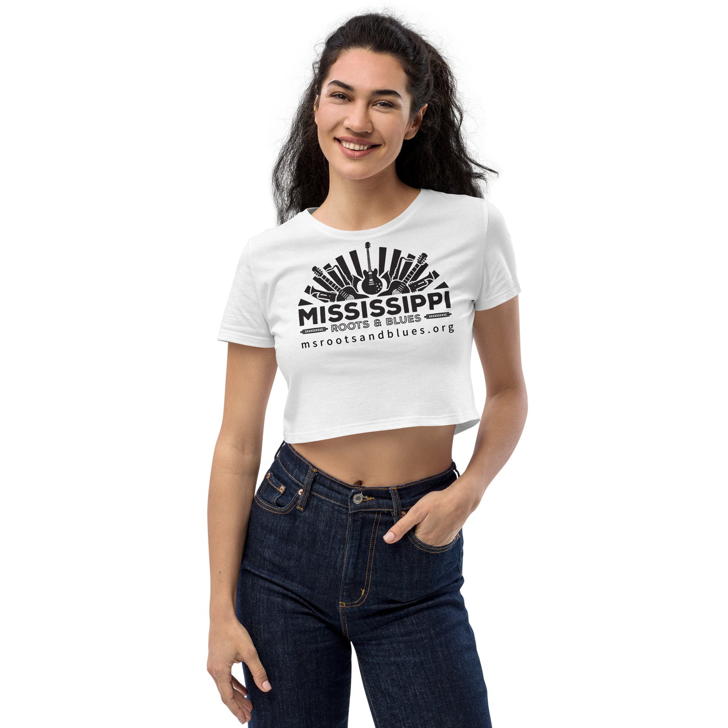 Shirt- Organic Crop Top- Blues Logo