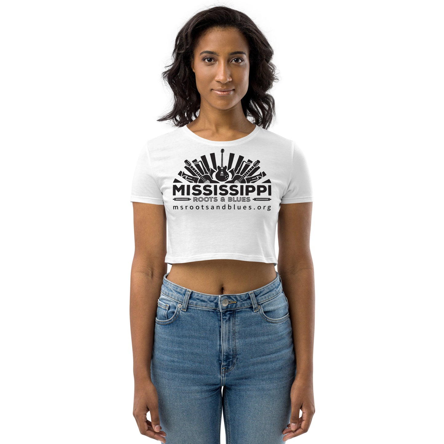 Shirt- Organic Crop Top- Blues Logo