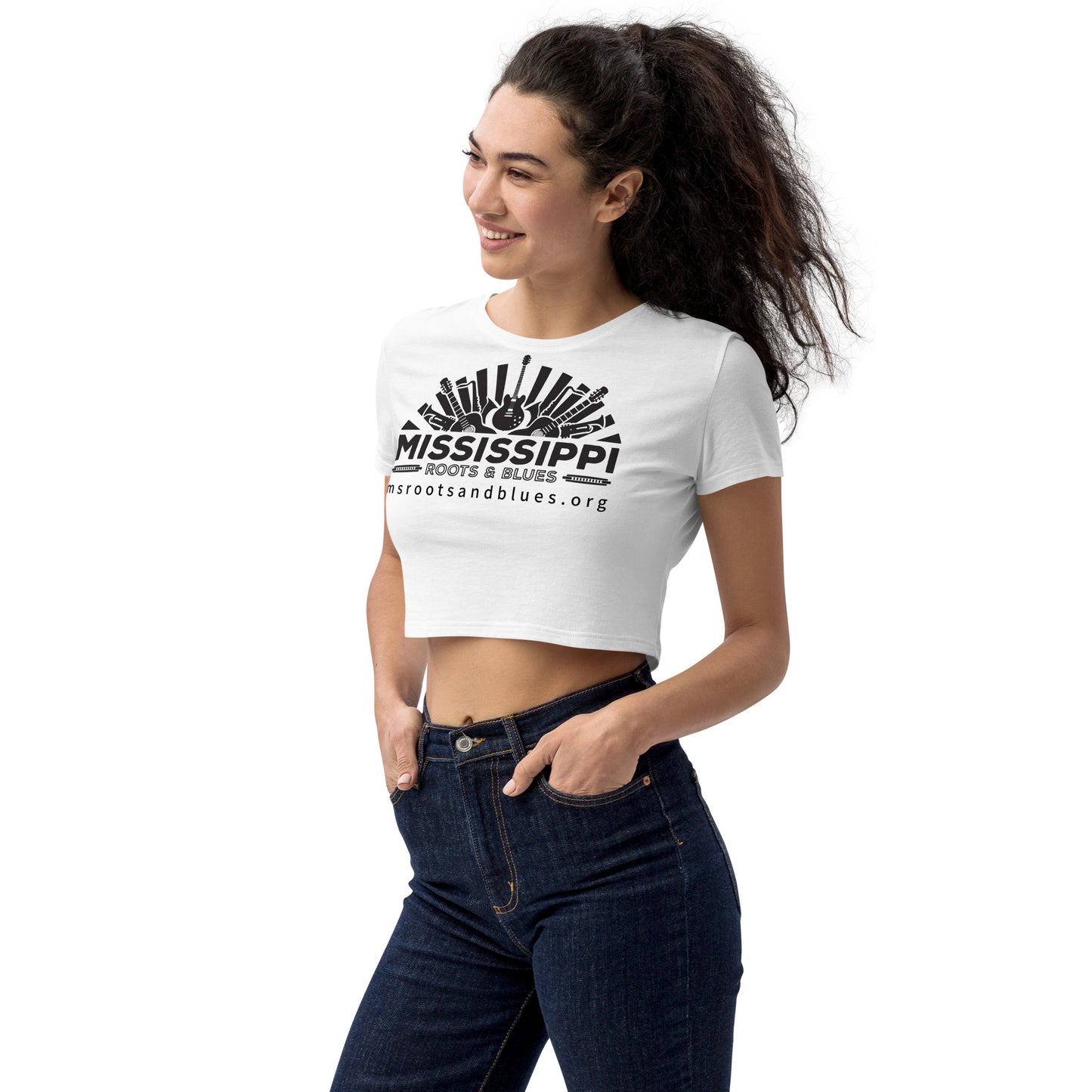 Shirt- Organic Crop Top- Blues Logo