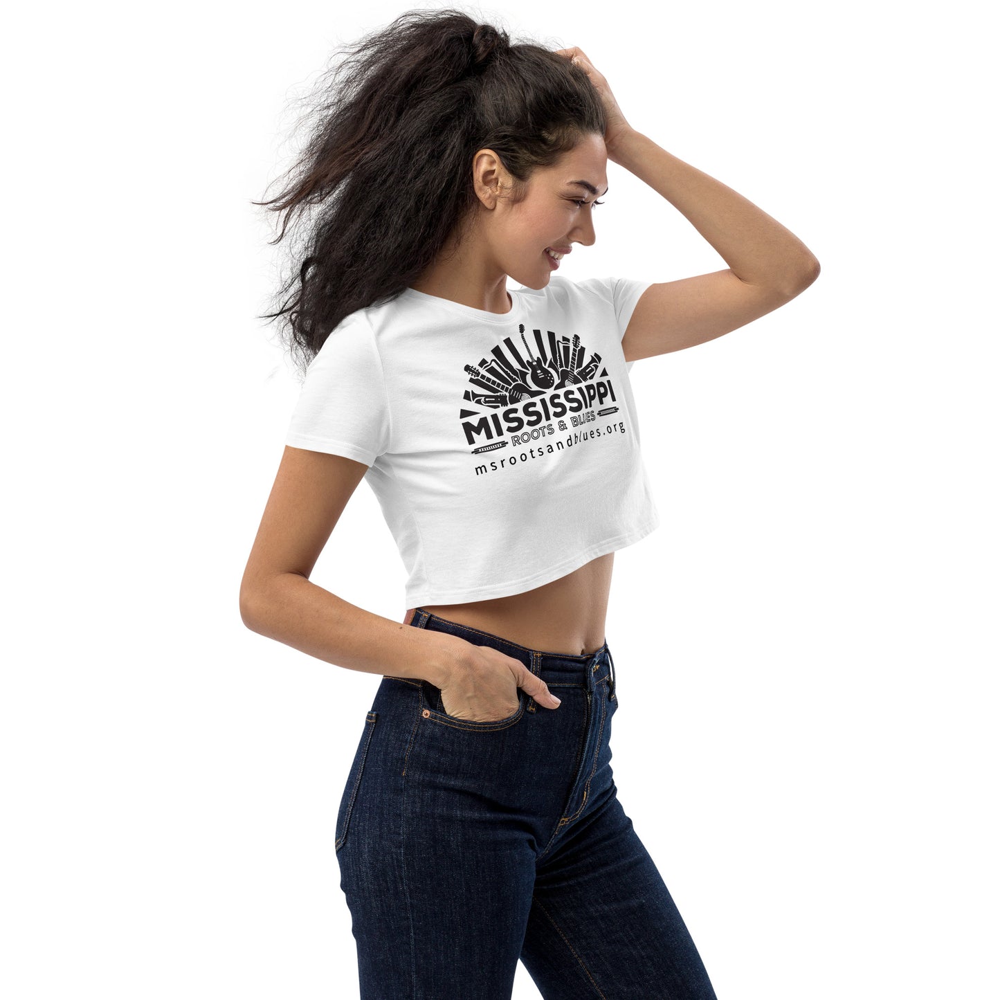 Shirt- Organic Crop Top- Blues Logo