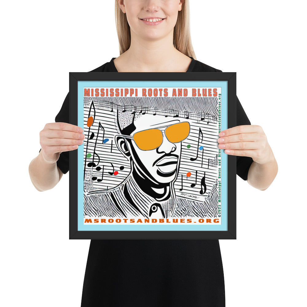 Framed- Colorful custom blues artwork printed on photo paper-Orange Lens