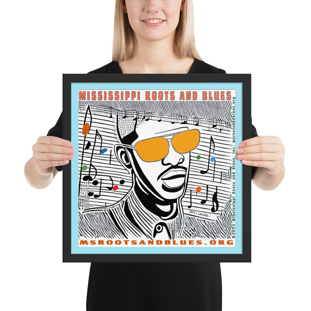 Framed- Colorful custom blues artwork printed on photo paper-Orange Lens