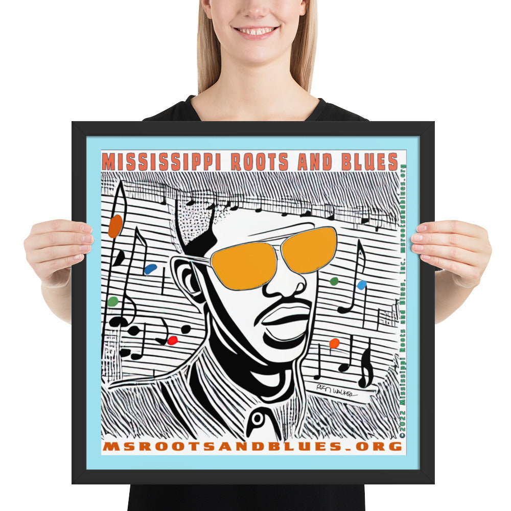 Framed- Colorful custom blues artwork printed on photo paper-Orange Lens