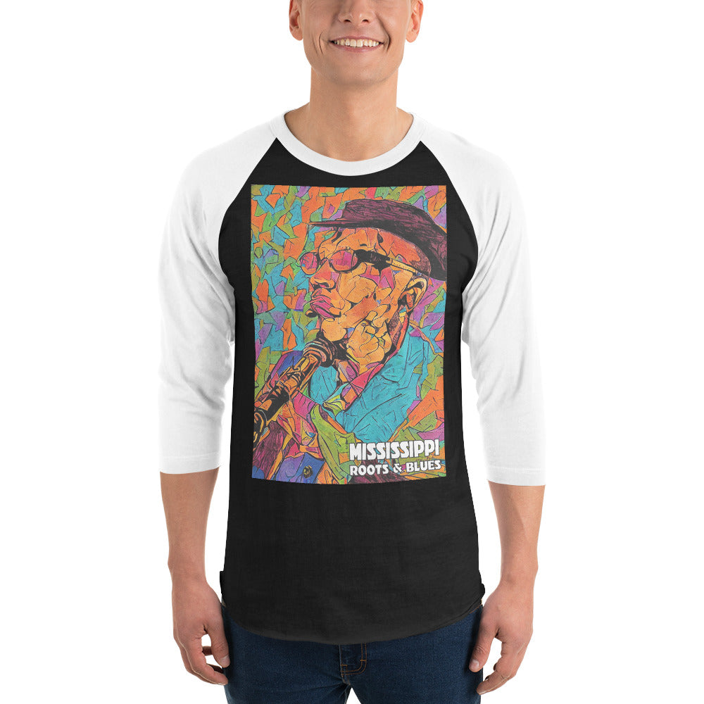 Shirt-3/4 sleeve raglan w/ MS Blues custom artwork