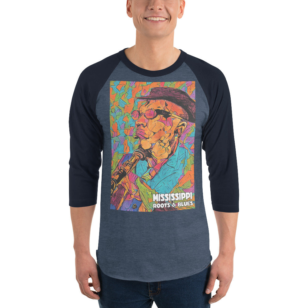 Shirt-3/4 sleeve raglan w/ MS Blues custom artwork