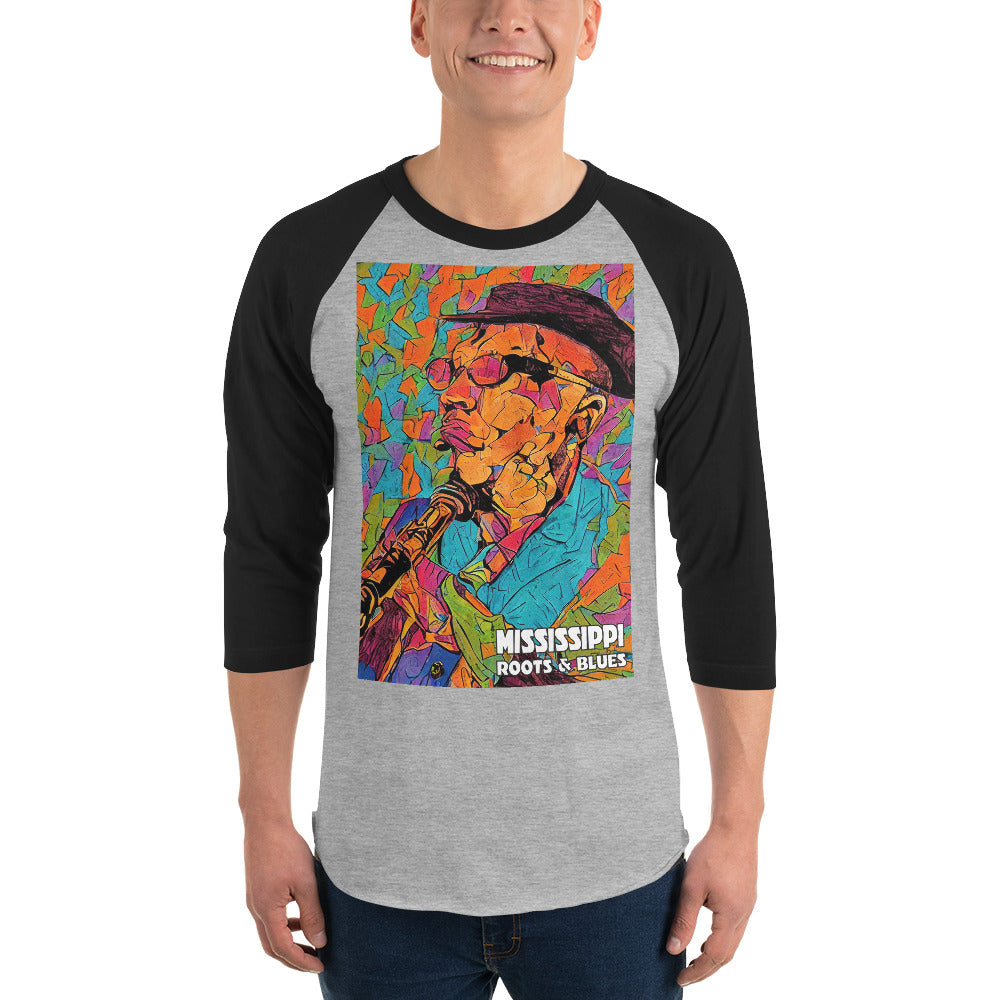 Shirt-3/4 sleeve raglan w/ MS Blues custom artwork