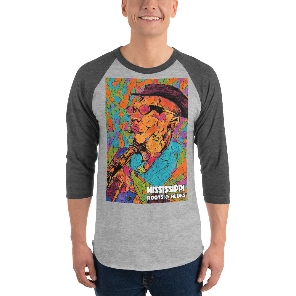 Shirt-3/4 sleeve raglan w/ MS Blues custom artwork