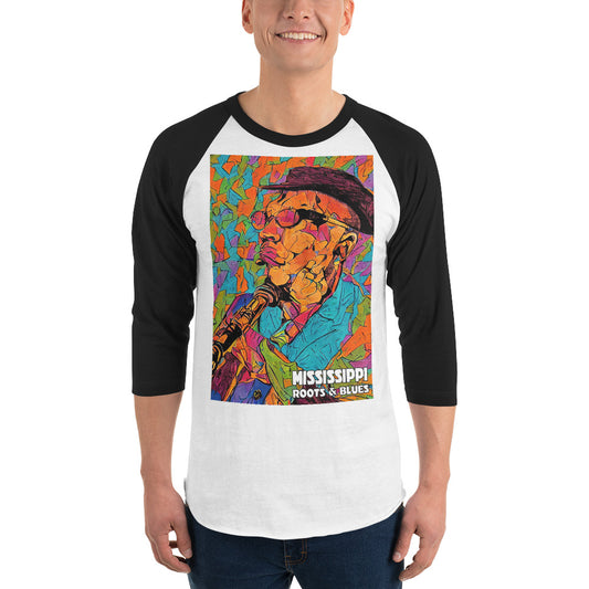 Shirt-3/4 sleeve raglan w/ MS Blues custom artwork