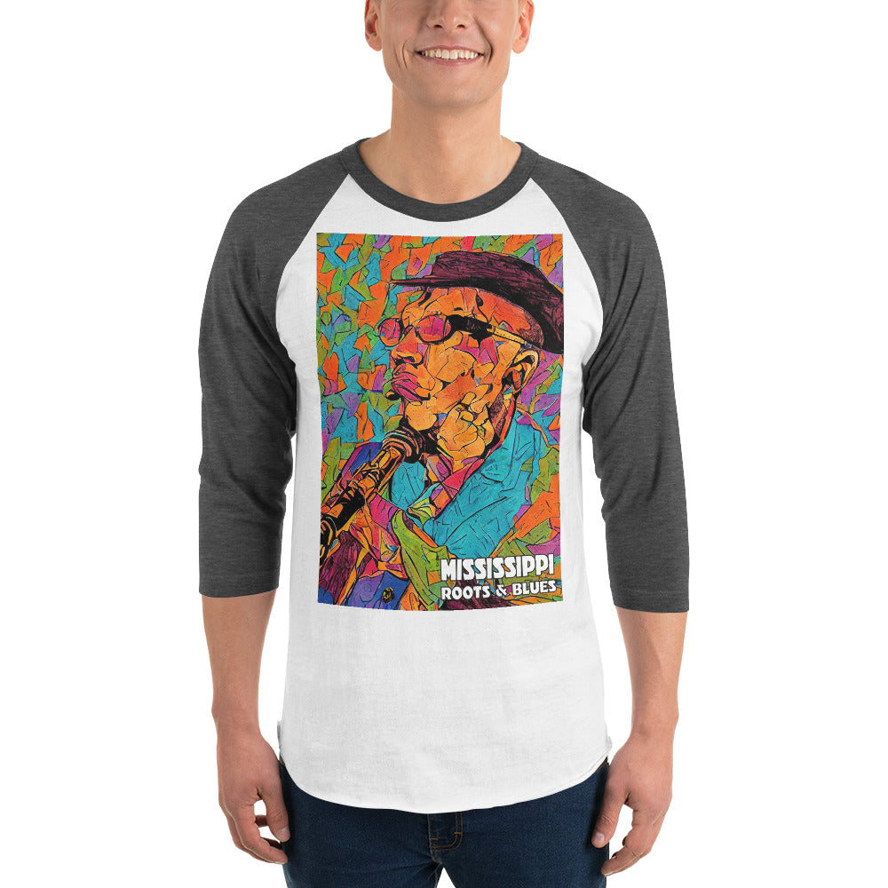 Shirt-3/4 sleeve raglan w/ MS Blues custom artwork