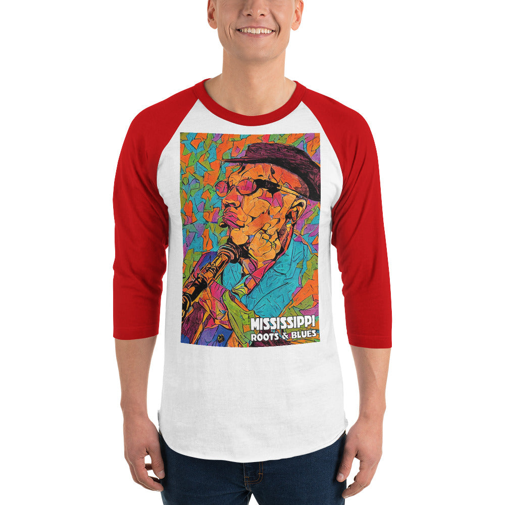 Shirt-3/4 sleeve raglan w/ MS Blues custom artwork